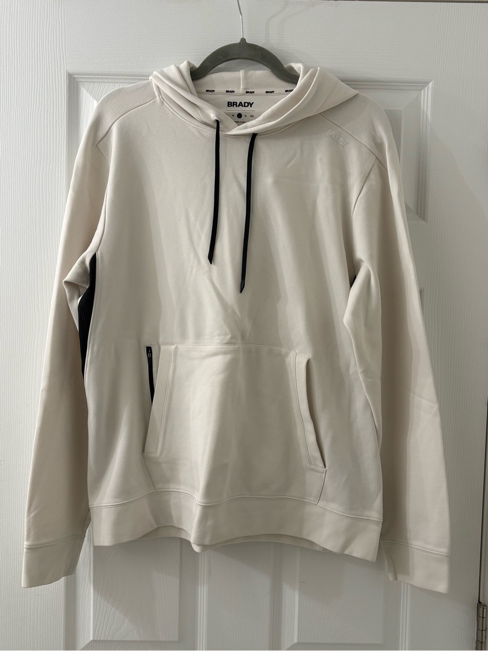 Brady Cream Pullover Hoodie with Black Drawcords